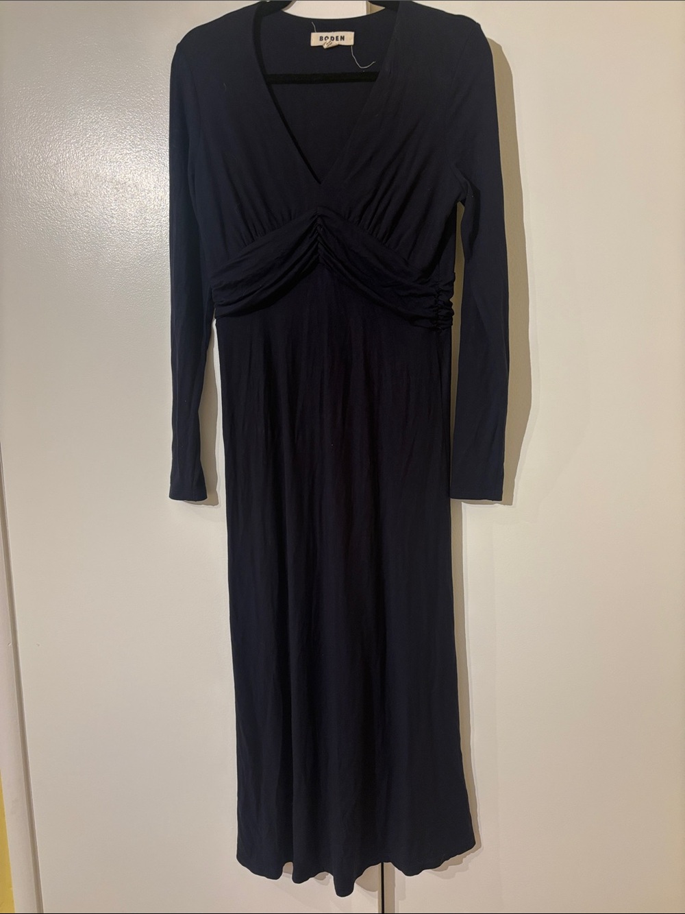 Boden Navy Long-Sleeve Jersey Midi Dress